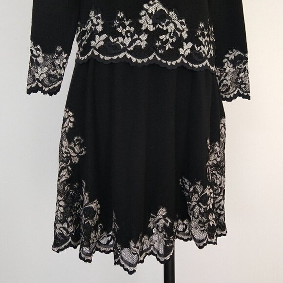 Olvis 100% Cashmere and Lace Skirt Top Set Size M Black Knit Sweater Formal - Picture 5 of 14